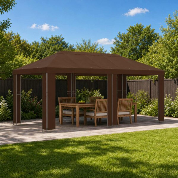 Kerti pavilon 6 x 3 m Barna Poliészter és acél 190 gsm