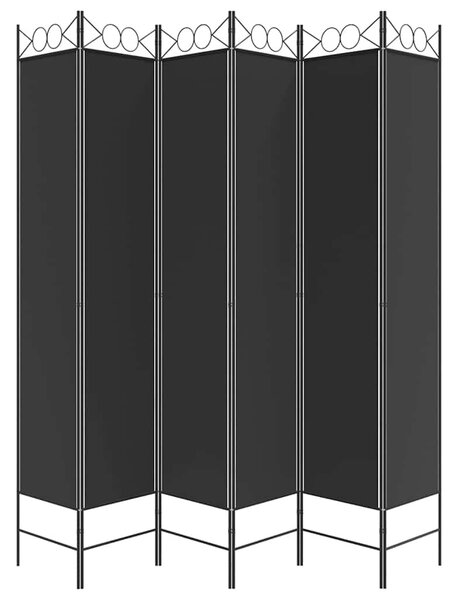 6-paneles fekete szövet térelválasztó 240x220 cm