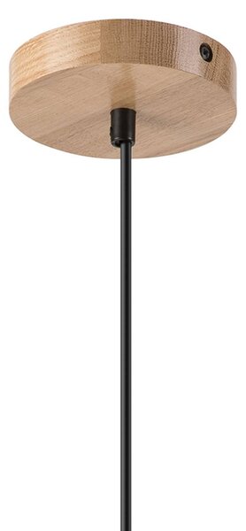 Lamkur Harmony függőlámpa, Ø 20 cm, opál üveg, tölgyfa, E27, dimmelhető, Fehér / opál, Nappali / Étkező, Üveg, Skandináv