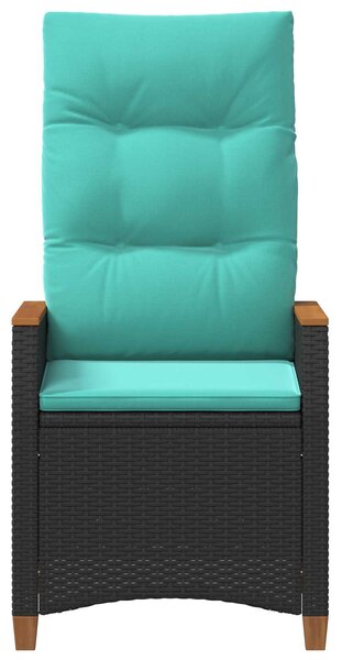 Fekvő Kerti Szék Fekete és Türkiz 64 x 57,5 x 112 cm polirattan
