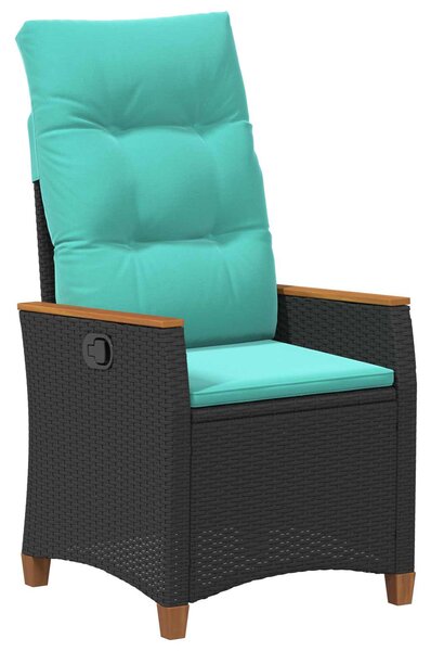 Fekvő Kerti Szék Fekete és Türkiz 64 x 57,5 x 112 cm polirattan