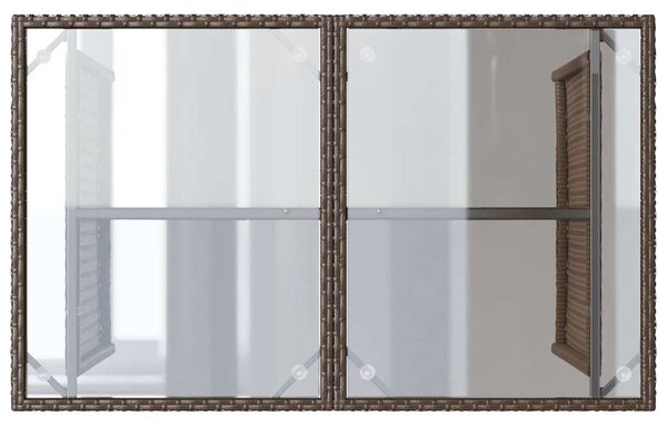 VidaXL Kertasztal - Polyrattan - Üveglap - 110x68x70 cm