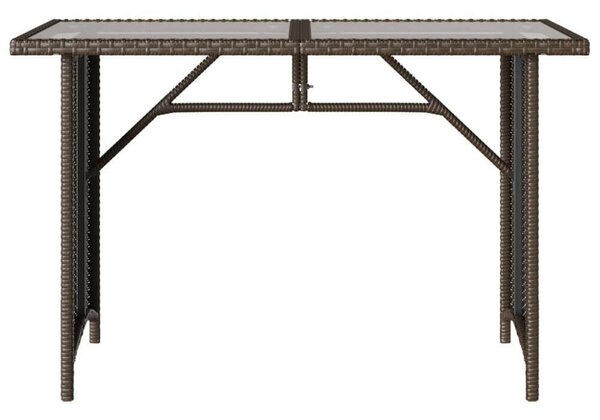 VidaXL Kertasztal - Polyrattan - Üveglap - 110x68x70 cm