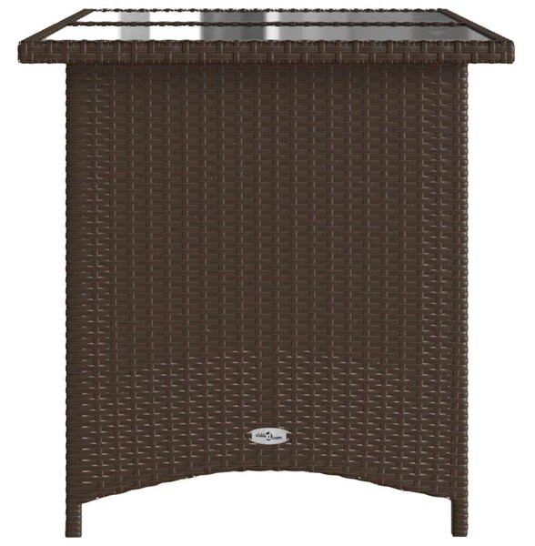 VidaXL Kertasztal - Polyrattan - Üveglap - 110x68x70 cm