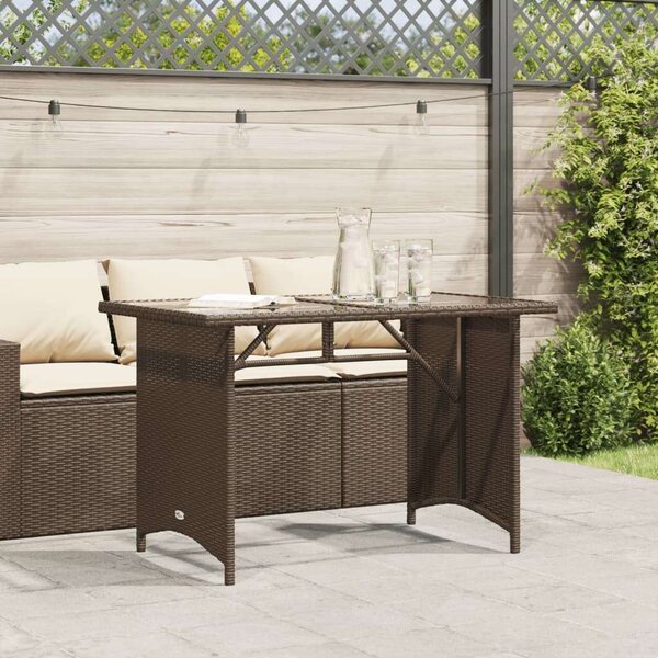 VidaXL Kertasztal - Polyrattan - Üveglap - 110x68x70 cm