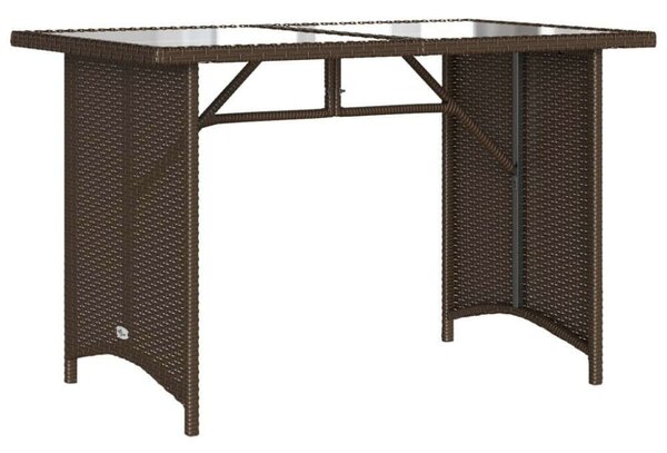 VidaXL Kertasztal - Polyrattan - Üveglap - 110x68x70 cm