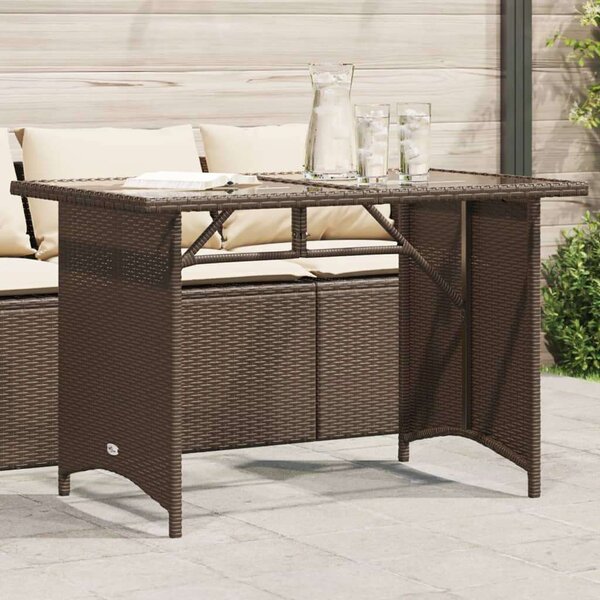 VidaXL Kertasztal - Polyrattan - Üveglap - 110x68x70 cm