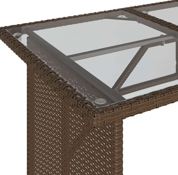 VidaXL Kertasztal - Polyrattan - Üveglap - 110x68x70 cm
