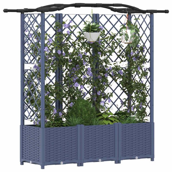 Magasított Ágy Trellis-szel és Tetővel Szürke 163 x 40 x 138 cm