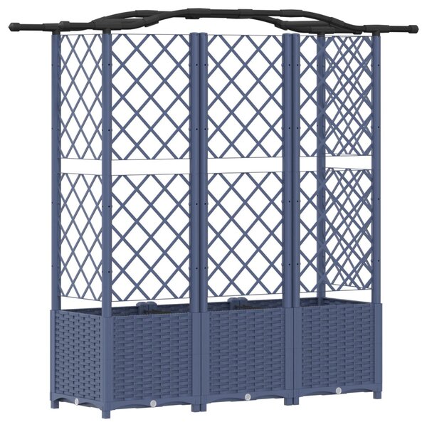Magasított Ágy Trellis-szel és Tetővel Szürke 163 x 40 x 138 cm
