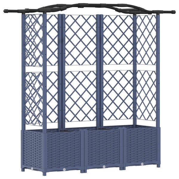 Magasított Ágy Trellis-szel és Tetővel Szürke 163 x 40 x 138 cm