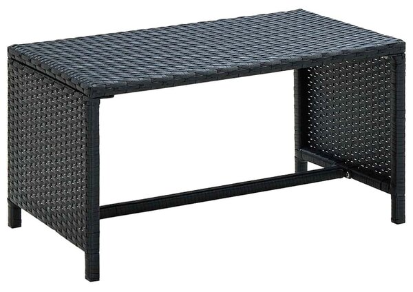Fekete polyrattan dohányzóasztal 70 x 40 x 38 cm