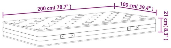 VidaXL Bonnell Rugós Matrac - Közepes - 100x200 cm