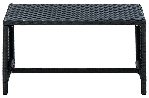 Fekete polyrattan dohányzóasztal 70 x 40 x 38 cm