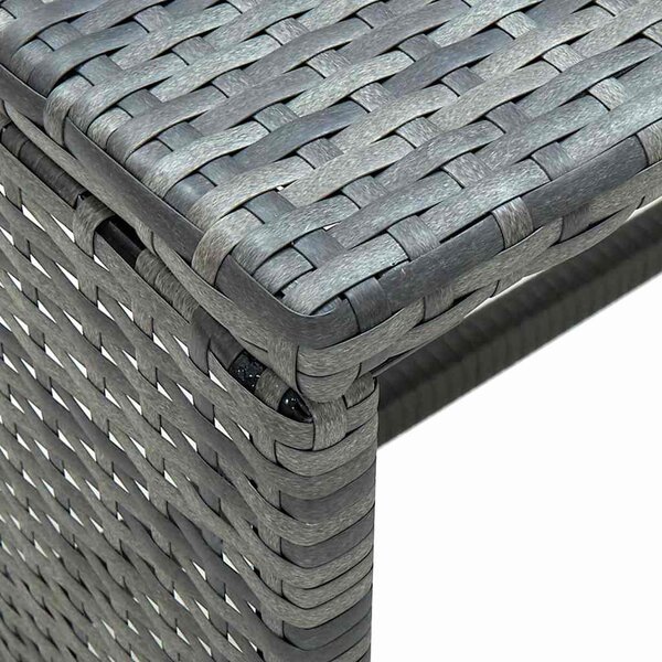 Antracitszürke polyrattan dohányzóasztal 70 x 40 x 38 cm