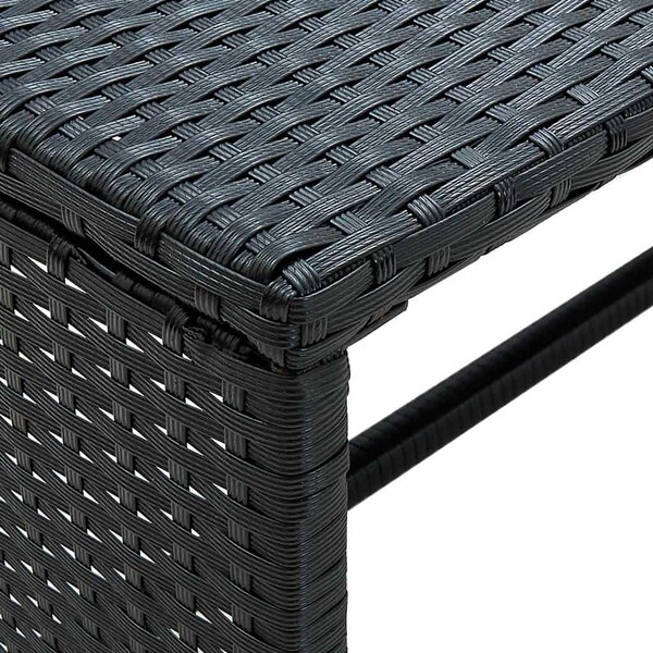 Fekete polyrattan dohányzóasztal 70 x 40 x 38 cm