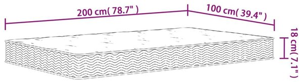VidaXL Bonnell Rugós Matrac - Közepes - 100x200 cm