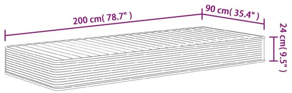VidaXL Habmatrac - Közepesen Puha - 90x200 cm