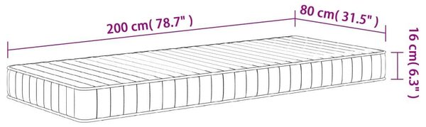 VidaXL habszivacs matrac, közepesen puha, 80x200 cm
