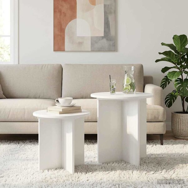 Kisasztal készlet 2 db Fehér Ø 45 x 45 cm Mérnöki fa