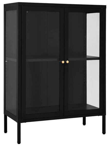 VidaXL fekete acél és üveg tálalószekrény 75 x 35 x 105 cm
