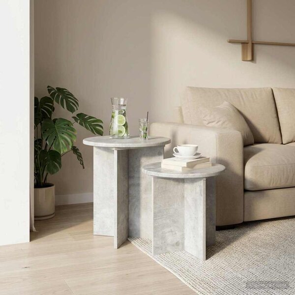 Kisasztal készlet 2 db Betonszürke Ø 45 x 45 cm Mérnöki fa