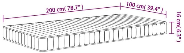 VidaXL Habmatrac - Közepesen Puha - 100x200 cm