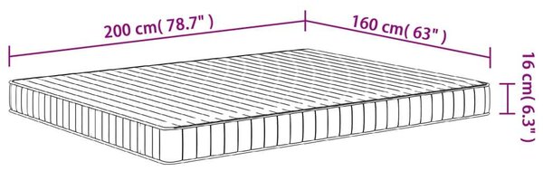 VidaXL Habmatrac - Közepesen Puha - 160x200x16 cm