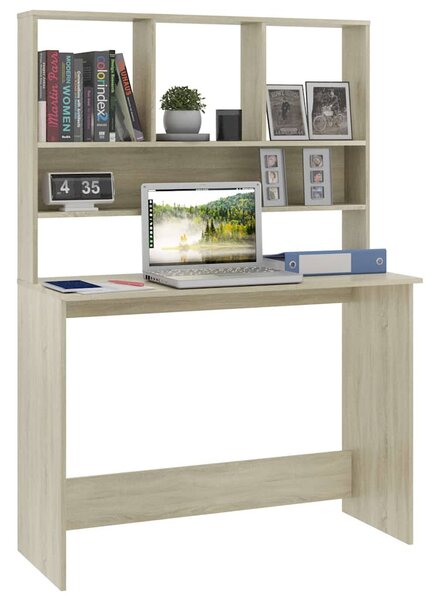Sonoma-tölgy forgácslap íróasztal polcokkal 110 x 45 x 157 cm