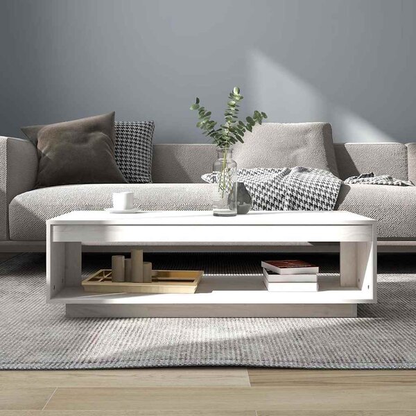 Fehér tömör fenyőfa dohányzóasztal 110 x 50 x 33,5 cm
