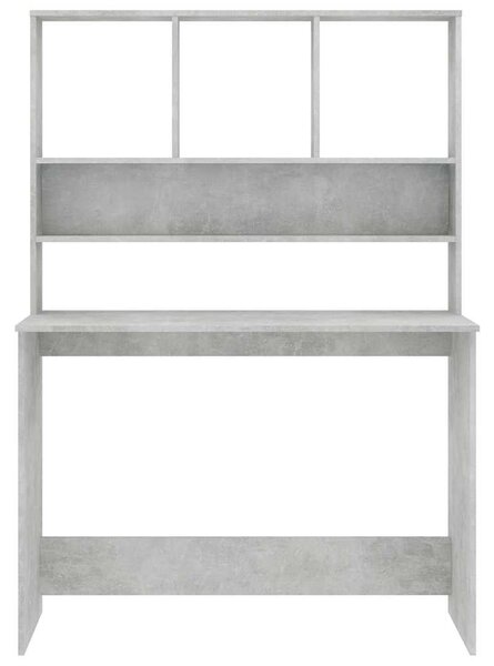 Betonszürke forgácslap íróasztal polcokkal 110 x 45 x 157 cm