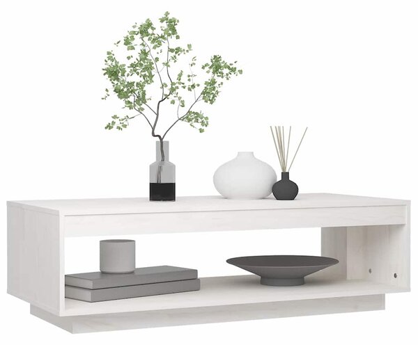 Fehér tömör fenyőfa dohányzóasztal 110 x 50 x 33,5 cm
