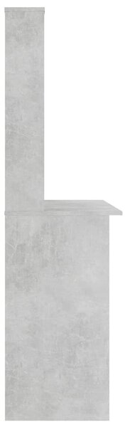 Betonszürke forgácslap íróasztal polcokkal 110 x 45 x 157 cm