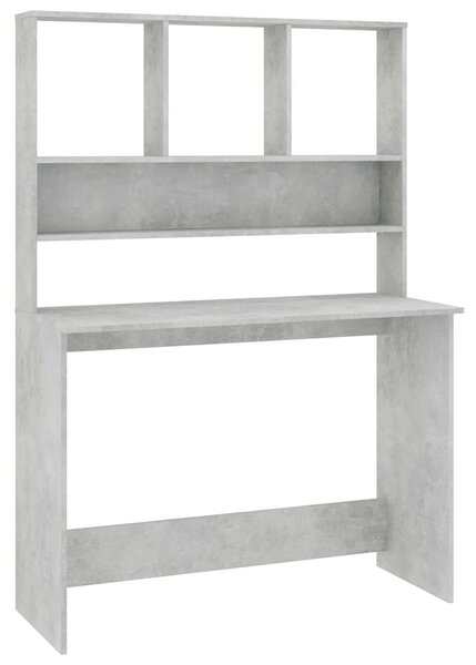 Betonszürke forgácslap íróasztal polcokkal 110 x 45 x 157 cm