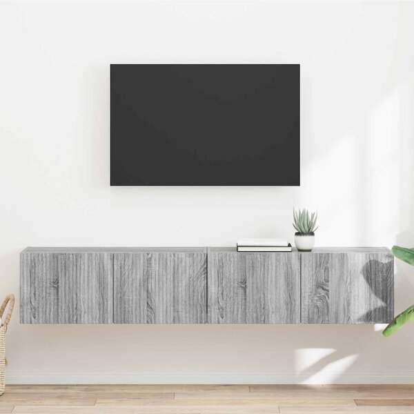 TV Fali Szekrény 2 db Szürke Sonoma Szerelt Fa