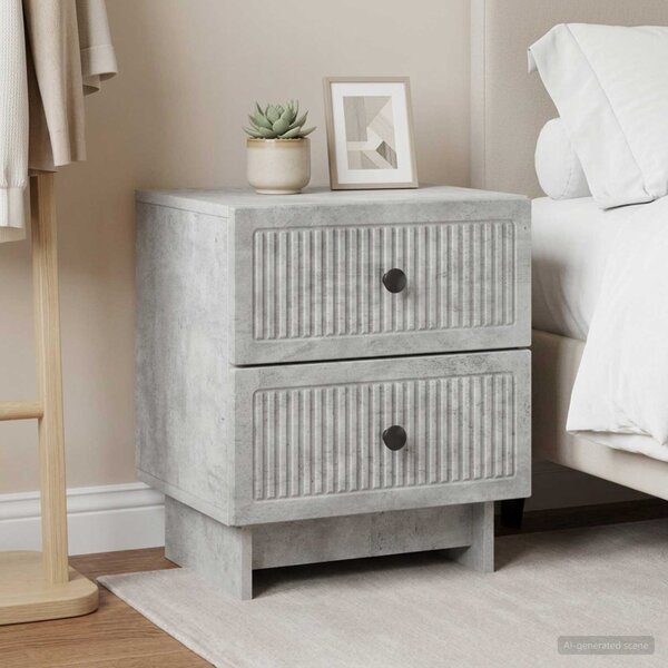 Éjjeliszekrény 2 db Betonszürke 43 x 34,5 x 47,5 cm Szerelt Fa
