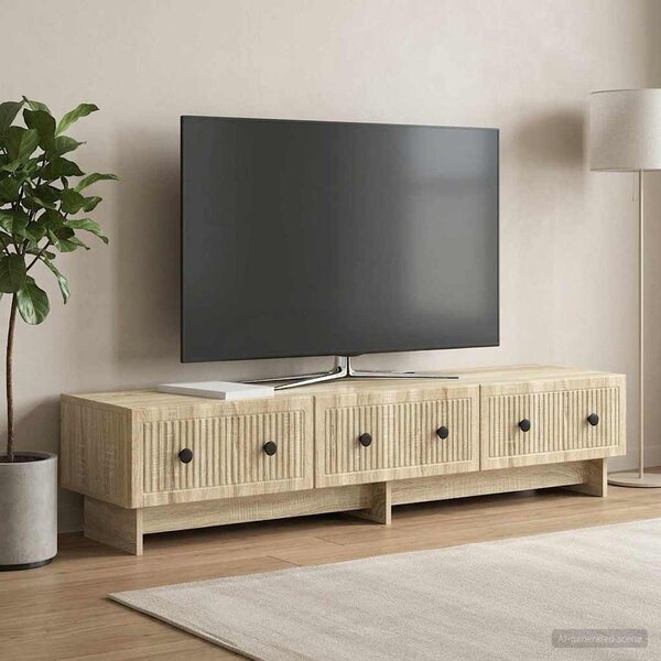 TV szekrény 147 x 34,5 x 30 cm Sonoma Tölgy Szerelt Fa