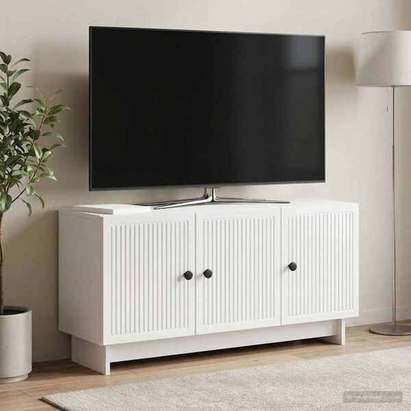 TV szekrény 99 x 34,5 x 50 cm Magasfényű Fehér Szerelt Fa
