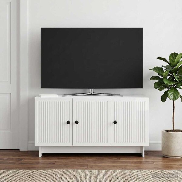 TV szekrény 99 x 34,5 x 50 cm Magasfényű Fehér Szerelt Fa