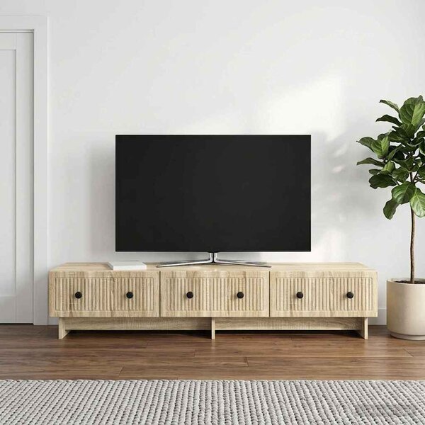 TV szekrény 147 x 34,5 x 30 cm Sonoma Tölgy Szerelt Fa