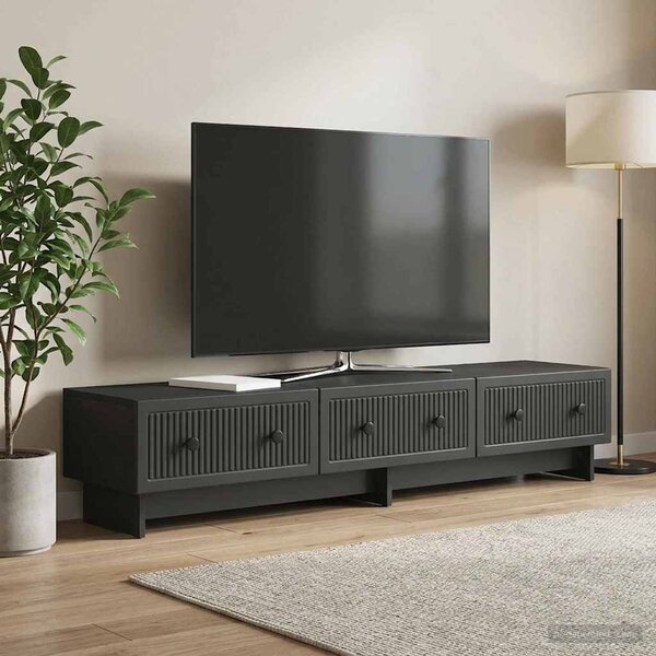TV szekrény 147 x 34,5 x 30 cm Fekete Szerelt Fa