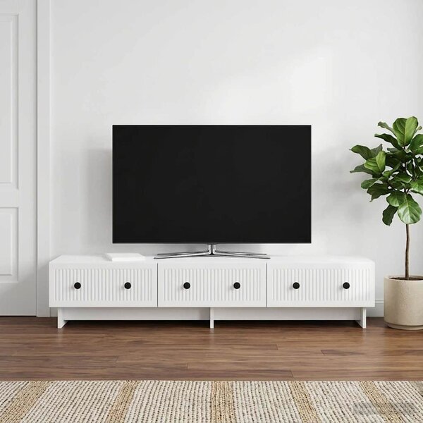 TV szekrény 147 x 34,5 x 30 cm Magasfényű Fehér Szerelt Fa