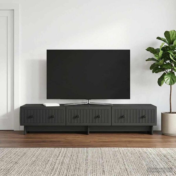 TV szekrény 147 x 34,5 x 30 cm Fekete Szerelt Fa