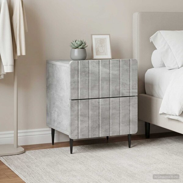 Éjjeliszekrény 2 db Betonszürke 43 x 34,5 x 49,5 cm Szerelt Fa