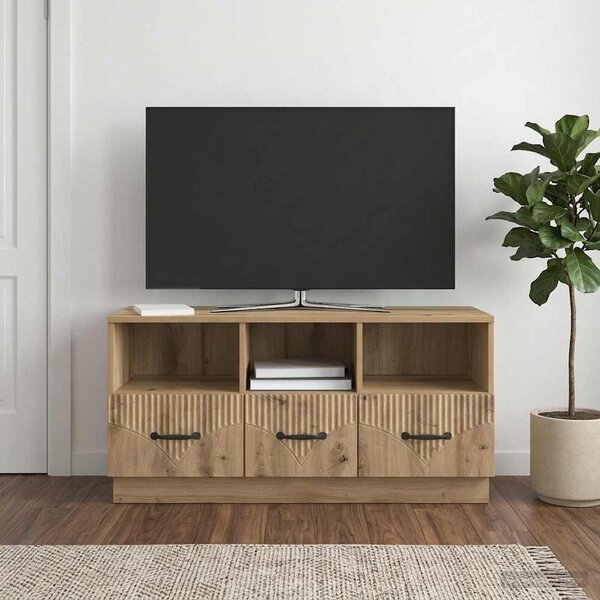 TV szekrény 102 x 34,5 x 47 cm Kézműves Tölgy Szerelt Fa