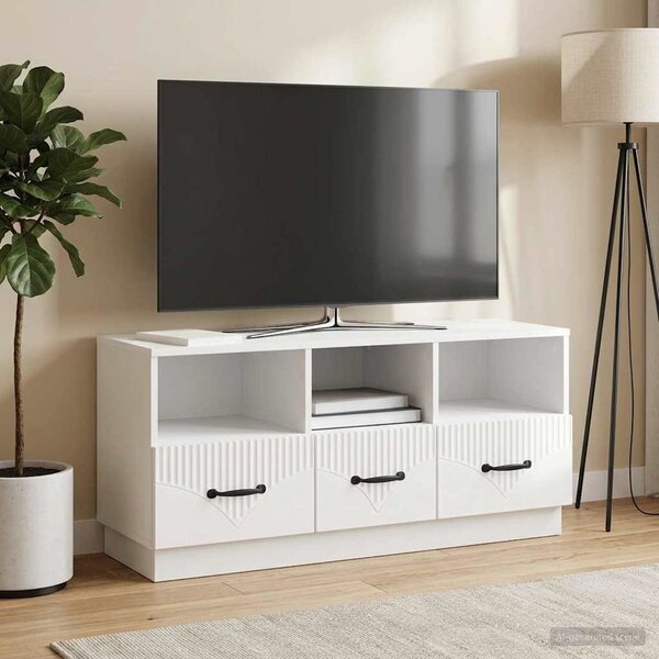 TV szekrény Magasfényű Fehér 102 x 34,5 x 47 cm Szerelt Fa