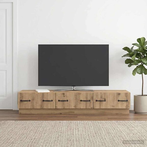 TV szekrény 147 x 34,5 x 27 cm Kézműves Tölgy Szerelt Fa