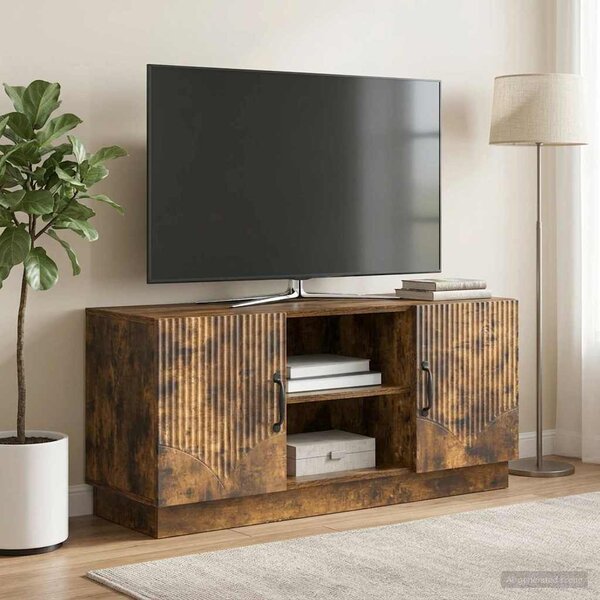TV szekrény 102 x 34,5 x 47 cm Füstös Tölgy Szerelt Fa