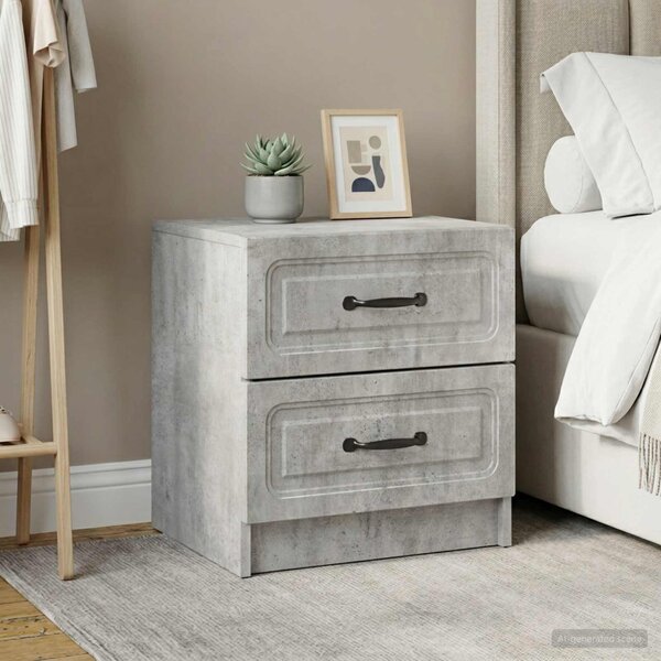 Éjjeliszekrény 2 db Betonszürke 43 x 34,5 x 44,5 cm Szerelt Fa