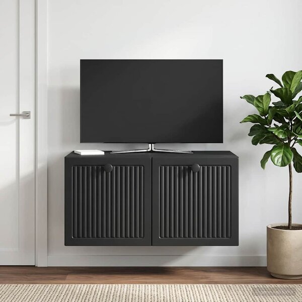 Fali TV szekrény Fekete 59,5 x 41 x 30 cm Szerelt Fa